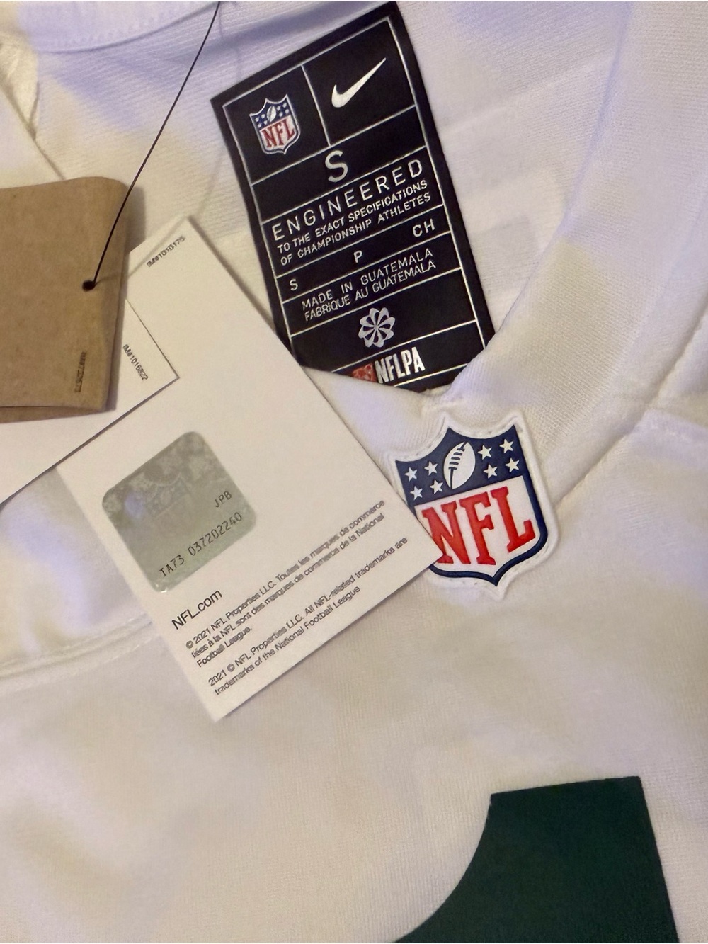 Nike Women's White and Green #1 Football Jersey - Picture 4 of 6
